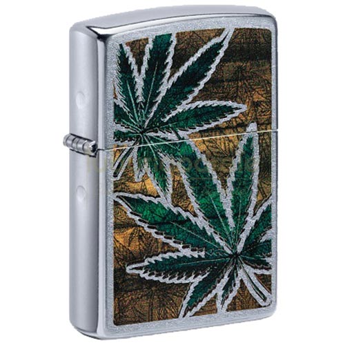 Bricheta originala Zippo cu flacara antivant model Cannabis